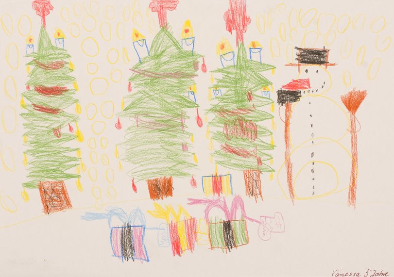 Archiv-Bild „Weihnachsbäume und Schneemann“