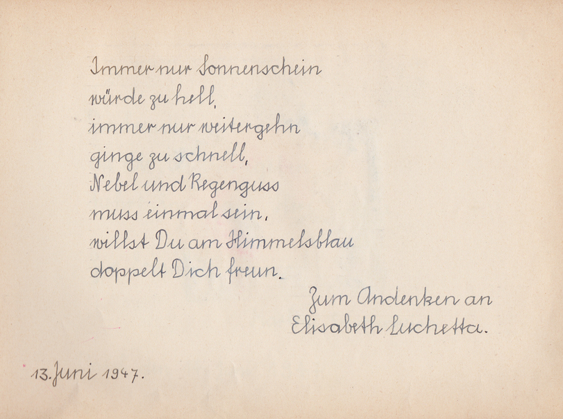 Archiv-Bild „Eintrag in ein Poesiealbum“