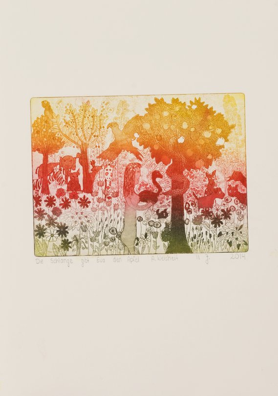 Archiv-Bild „Die Schlange gibt Eva den Apfel“