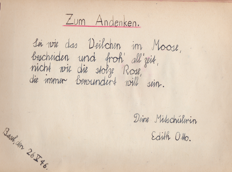 Archiv-Bild „Eintrag in ein Poesiealbum“