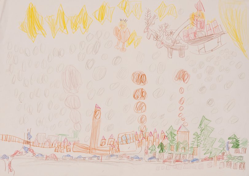 Archiv-Bild „Weihnachtsmann mit Schlitten kommt in die Stadt“