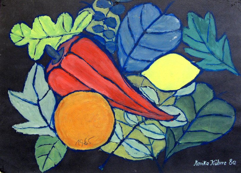 Archiv-Bild „Stillleben, Früchte, Blätter“