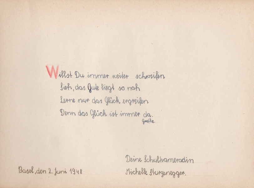 Archiv-Bild „Eintrag in ein Poesiealbum“