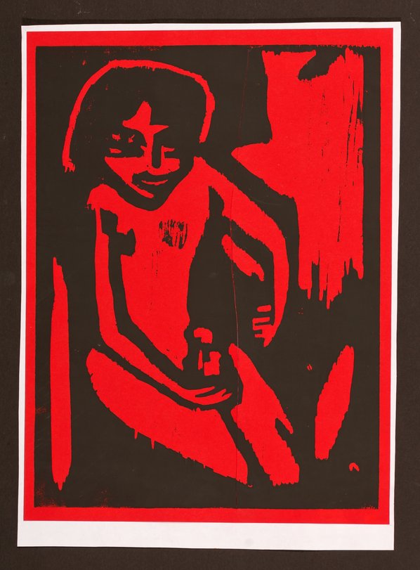 Archiv-Bild „Ohne Titel, Druck auf rotem Papier“