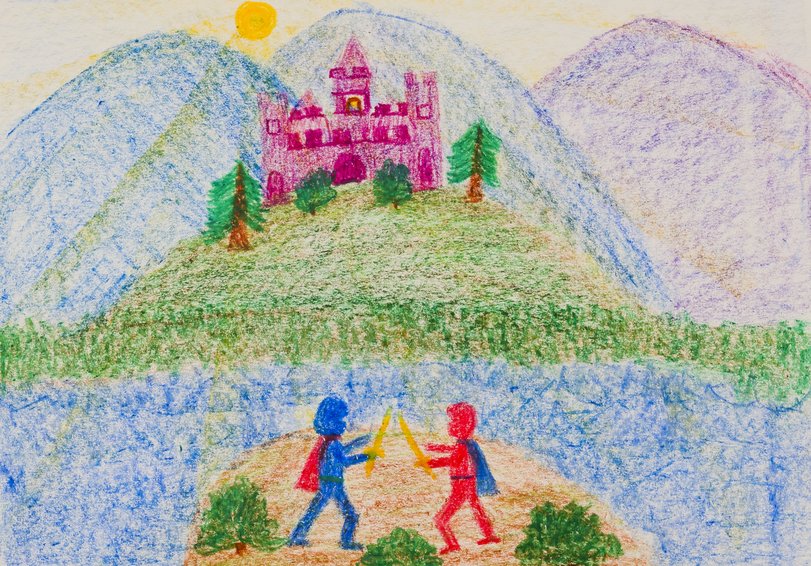 Archiv-Bild „Der Kampf zwischen Oliver und Roland; Alda guckt vom Burgfenster“