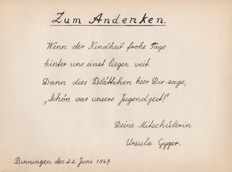 Archiv-Bild „Eintrag in ein Poesiealbum“