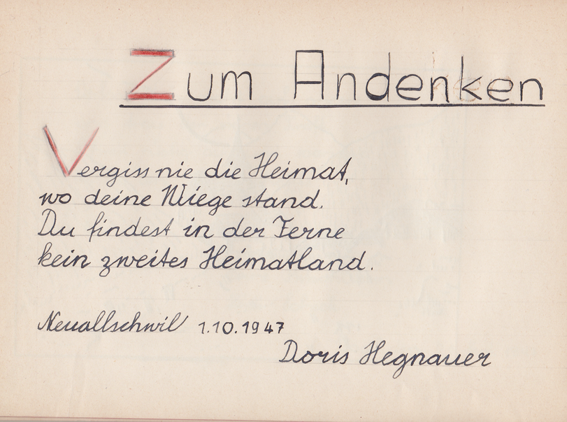 Archiv-Bild „Eintrag in ein Poesiealbum“