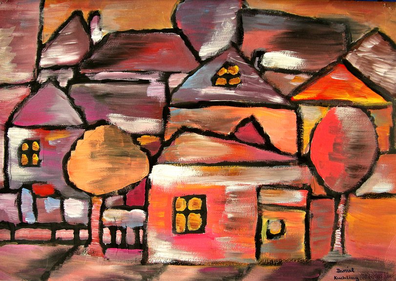 Archiv-Bild „Landschaft mit Häusern“