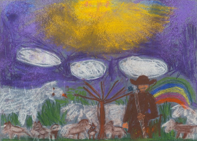 Archiv-Bild „Schafherde mit Schäfer“