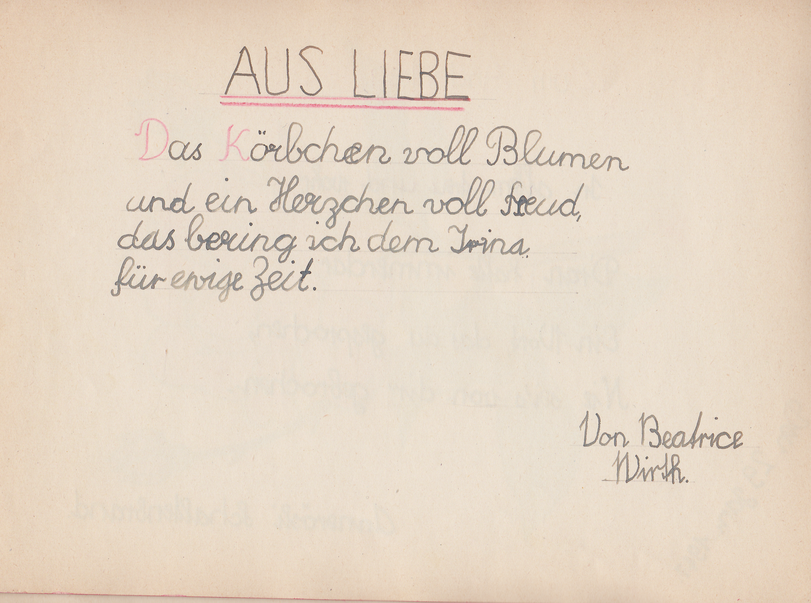 Archiv-Bild „Eintrag in ein Poesiealbum“