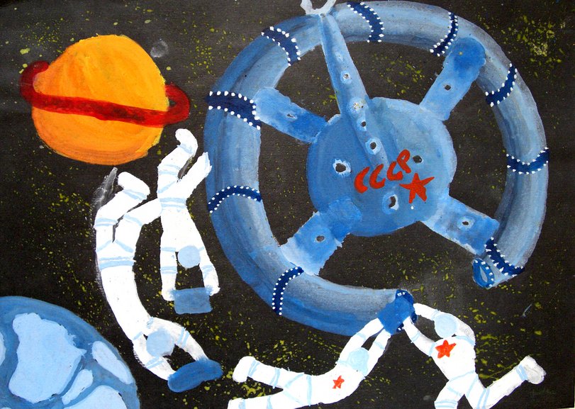 Archiv-Bild „Sowjetische Kosmonauten im Weltall“