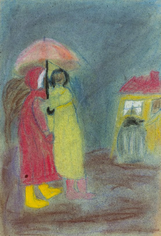 Archiv-Bild „Kinder unterm Regenschirm“