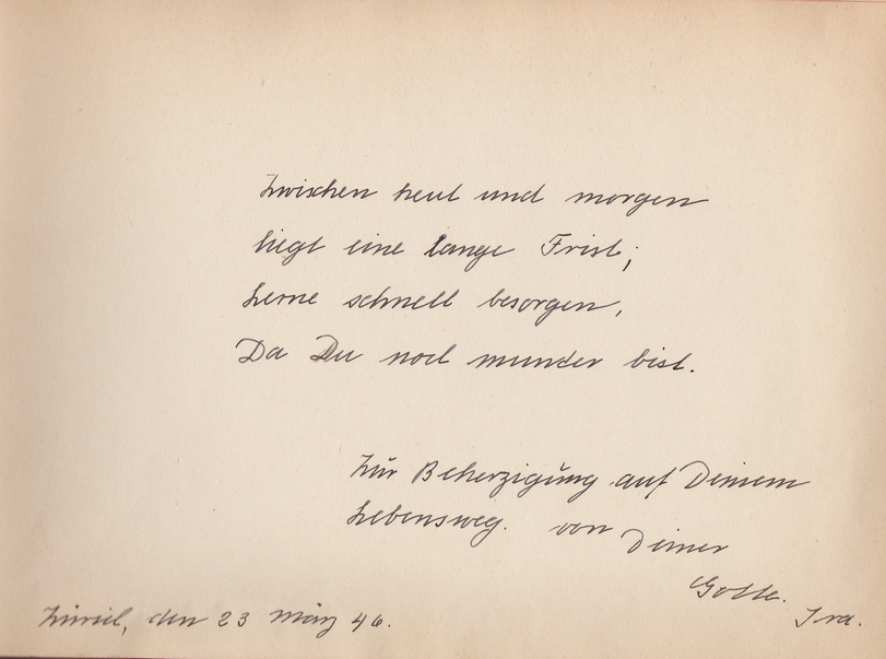 Archiv-Bild „Eintrag in ein Poesiealbum“