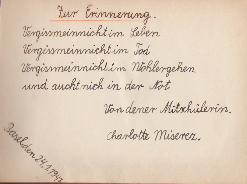 Archiv-Bild „Eintrag in ein Poesiealbum“