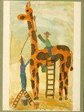 Archiv-Bild „Giraffe wird gesäubert“