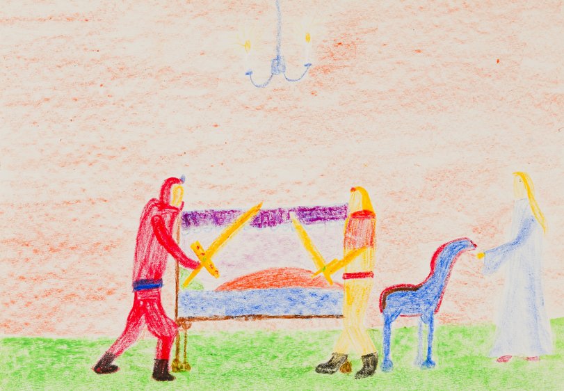 Archiv-Bild „Ritterkampf in einem Burgzimmer“