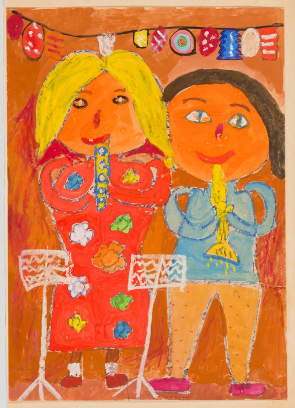 Archiv-Bild „Zwei musizierende Kinder“