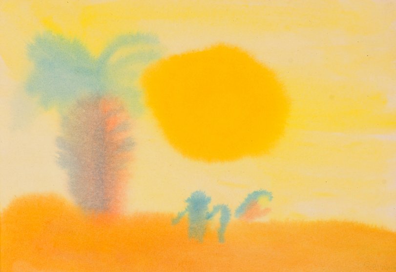 Archiv-Bild „Farbstudie, Landschaft, Baum, Sonne“