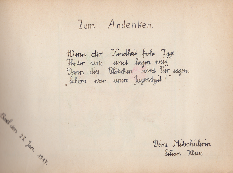 Archiv-Bild „Eintrag in ein Poesiealbum“