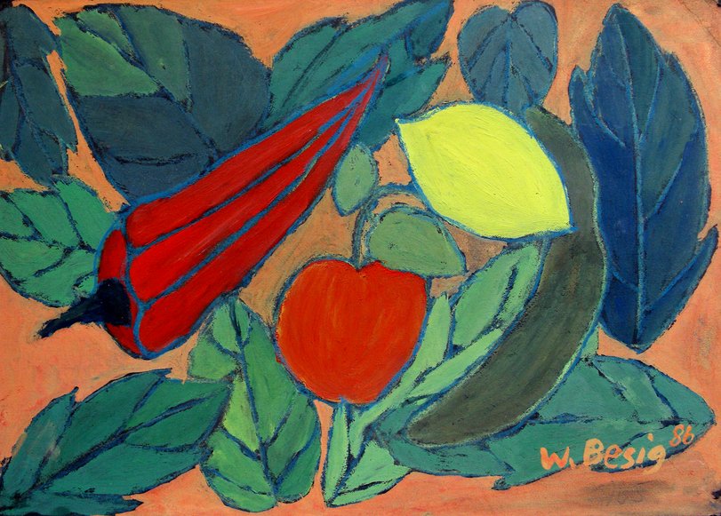 Archiv-Bild „Stillleben, Früchte, Blätter“