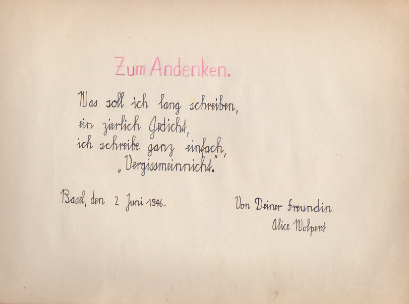 Archiv-Bild „Eintrag in ein Poesiealbum“