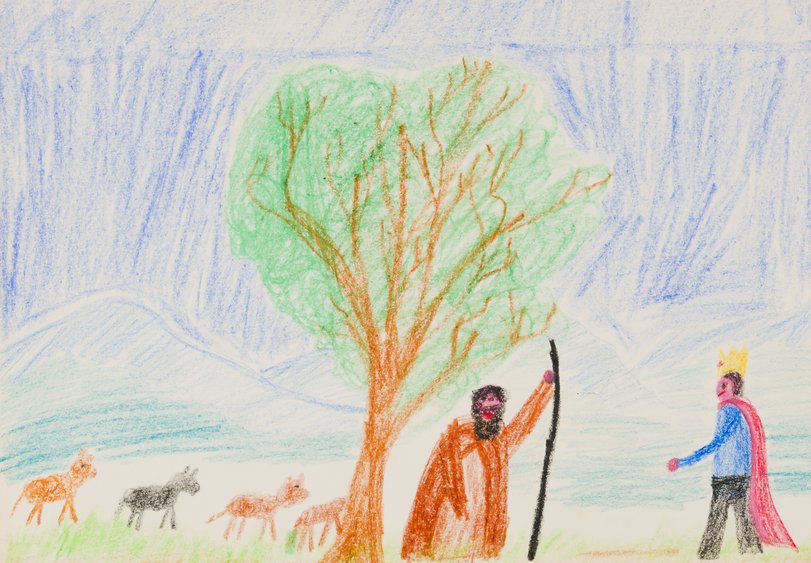 Archiv-Bild „Prinz begegnet Hirten mit seiner Schafherde“