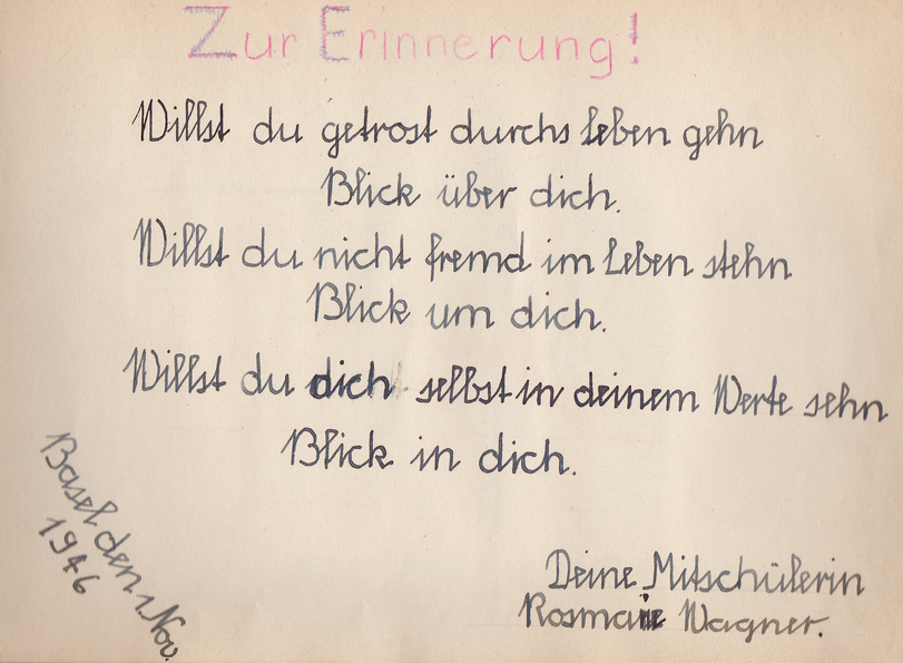 Archiv-Bild „Eintrag in ein Poesiealbum“
