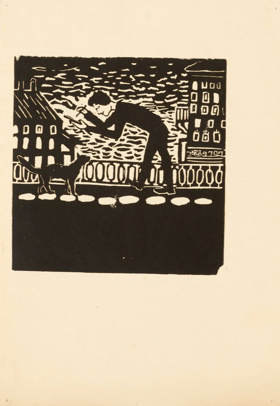 Archiv-Bild „Künstler und Katze“