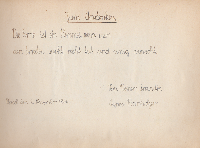 Archiv-Bild „Eintrag in ein Poesiealbum“