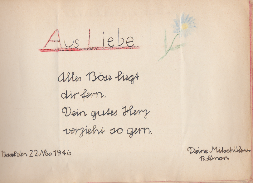 Archiv-Bild „Eintrag in ein Poesiealbum“