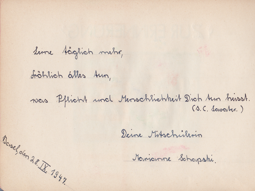 Archiv-Bild „Eintrag in ein Poesiealbum“