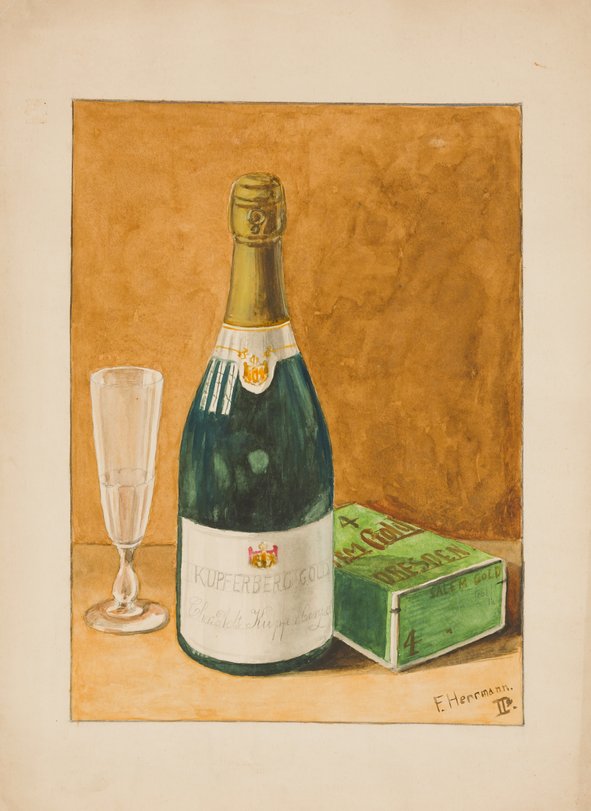 Archiv-Bild „Sektflasche, Glas-Stillleben“