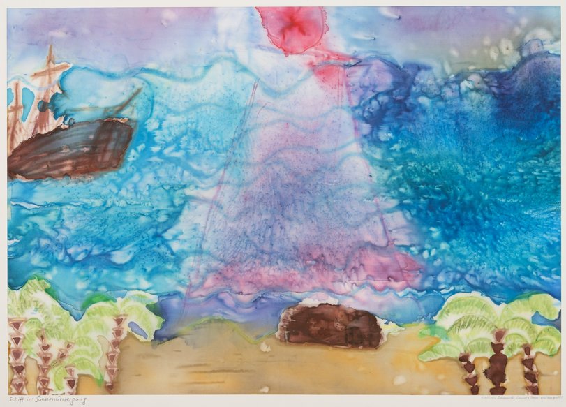 Archiv-Bild „Schiff im Sonnenuntergang“