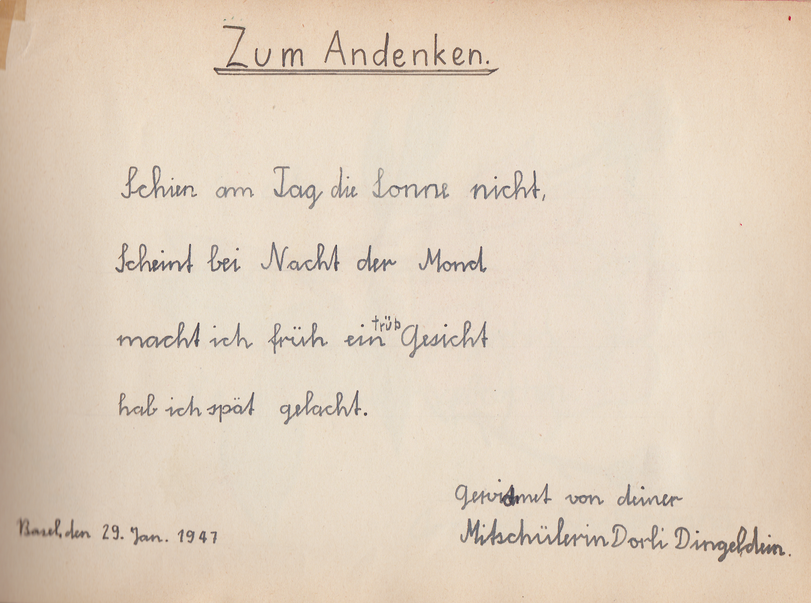 Archiv-Bild „Eintrag in ein Poesiealbum“