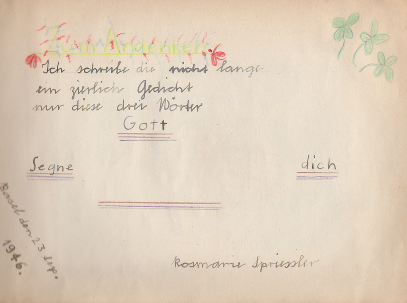 Archiv-Bild „Eintrag in ein Poesiealbum“