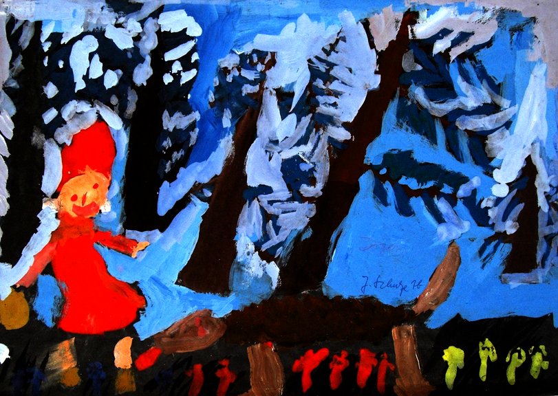 Archiv-Bild „Rotkäppchen begegnet dem bösen Wolf“