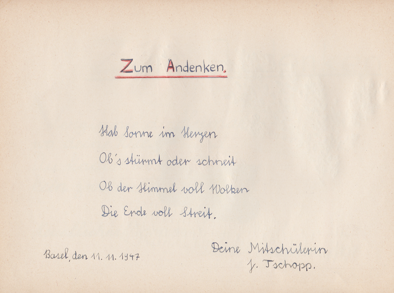 Archiv-Bild „Eintrag in ein Poesiealbum“