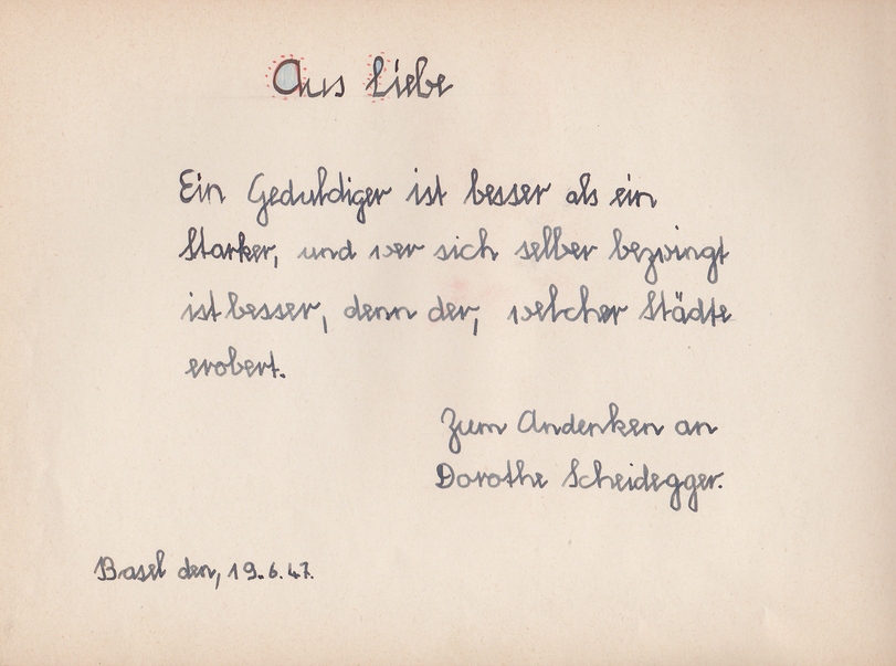 Archiv-Bild „Eintrag in ein Poesiealbum“