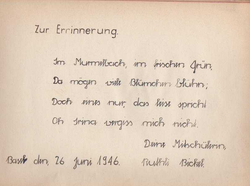 Archiv-Bild „Eintrag in ein Poesiealbum“