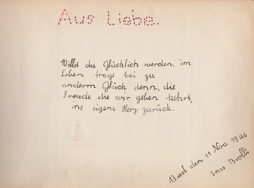 Archiv-Bild „Eintrag in ein Poesiealbum“
