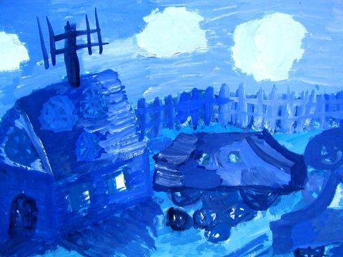 Archiv-Bild „Haus mit Autos in Blau“