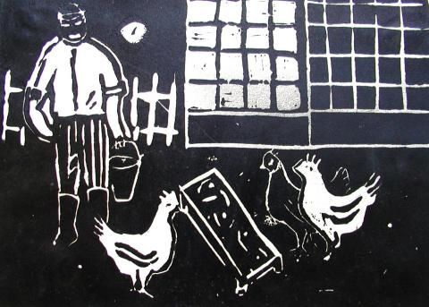 Archiv-Bild „Beim Hühnerfüttern“