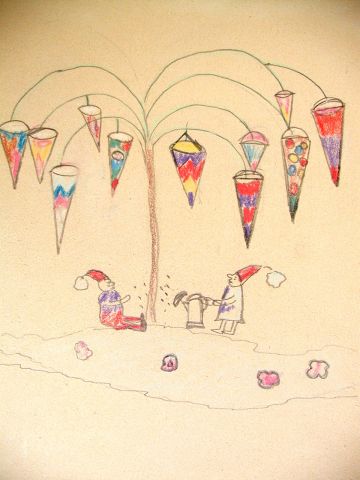 Archiv-Bild „Der Zuckertütenbaum wird gegossen“