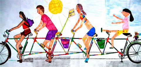 Archiv-Bild „Auf dem Vierer-Fahrrad“