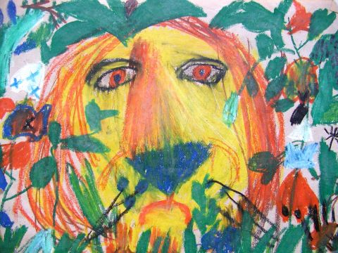 Archiv-Bild „Gesicht hinter Pflanzen“