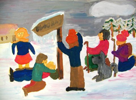 Archiv-Bild „Zyklus zu Bertolt Brecht : Der Kinderkreuzzug, Am umgedrehten Wegweiser 3“