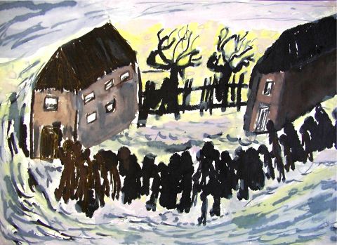 Archiv-Bild „Zyklus zu Bertolt Brecht : Der Kinderkreuzzug, Kinderzug von Gehöft zu Gehöft“