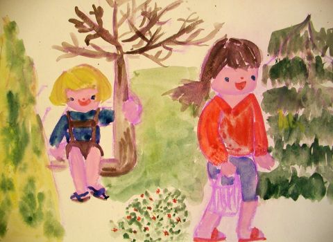 Archiv-Bild „Zwei Kinder im Wald“