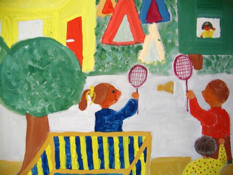 Archiv-Bild „Federballspiel“