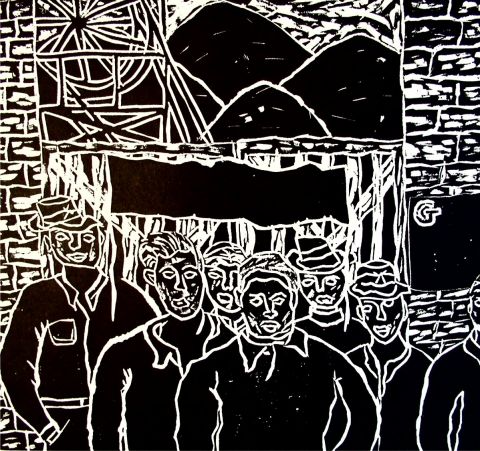 Archiv-Bild „Westdeutsche Bergarbeiter vor stillgelegten Kohlewerken“